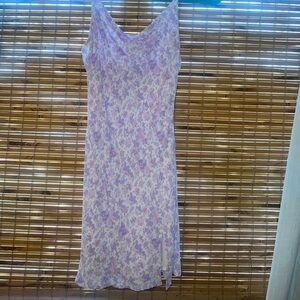 White mini dress with lavender flowers